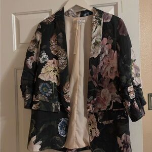 Lavender Brown Black Floral Blazer & Shorts